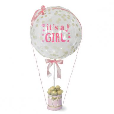 Newborn Baby Girl Glitter Balloon - Ferrero Rocher Box
