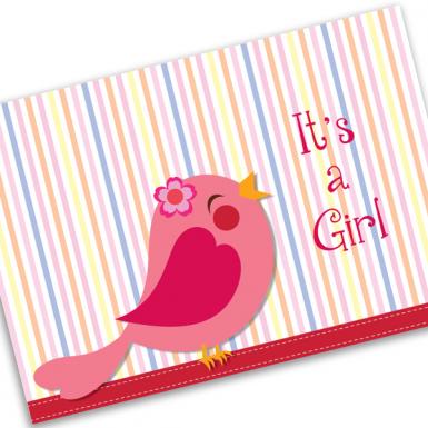 Birdy Girl Baby Card
