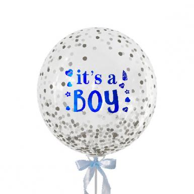 Big Glittery Baby Boy Confetti Balloon