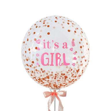 Big Glittery Baby Girl Confetti Balloon