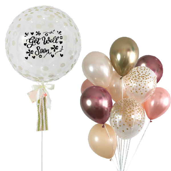 Deluxe Helium Balloon Bunch - Get Well Metallic Latex Belon Bouquet