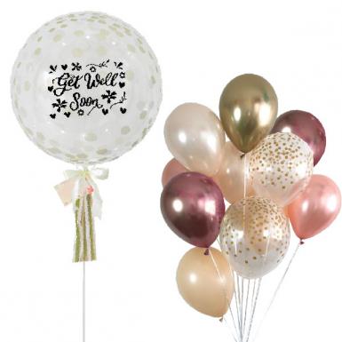 Deluxe Helium Balloon Bunch - Get Well Metallic Latex Belon Bouquet