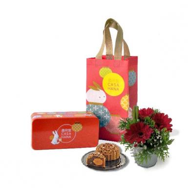 Mooncake Bliss - Classic Mooncake with Gerberas Flower Gift