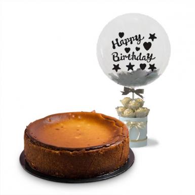 Original Basque Burnt Cheesecake - with Birthday Balloon and Chocolates