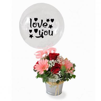 LOVE U ROSY - ROSES GERBERAS BALLOON