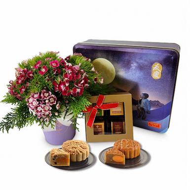 Sweet Affection - Royce Chocolates with Mooncake Midautumn Flowers Gift