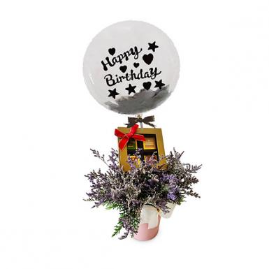 Sweet Royce Birthday - Royce Hokkaido Aroma Chocolates 12pcs with Flowers Balloon