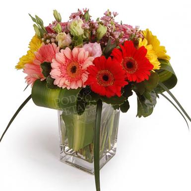 Blushing Colors - Holland Daisies Vase Flower Bouquet