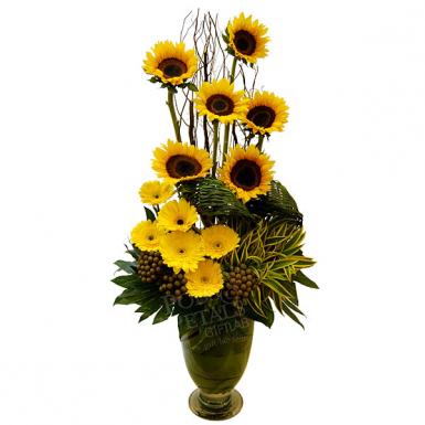 Sunburst Glamor - Sunflower Vase Bouquet