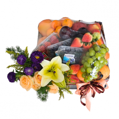 Fruity Harvest - Berries Fruits Hamper with Lilies
