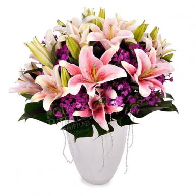 FLORAL TOBAT - LILIES FLOWER VASE BOUQUET