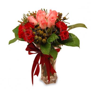 Love Sparks - Roses Flower Vase Bouquet