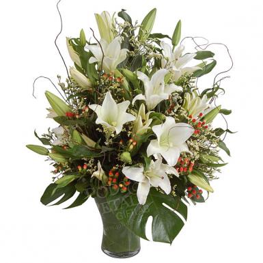 RESPLENDENT LILIES - FLOWER VASE BOUQUET