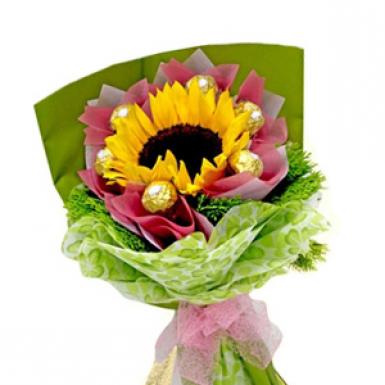 Orly Ode - Ferraro Rocher Chocolate Bouquet with Sunflower