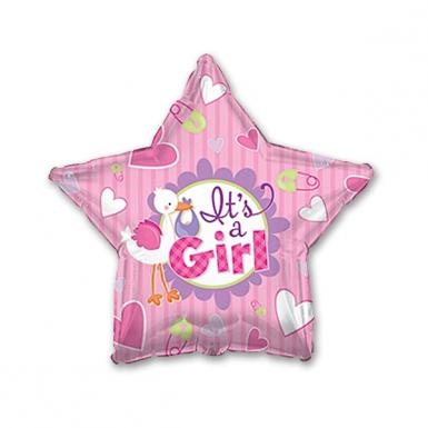 Baby Girl 18 inch Star Shaped Foil Balloon - Float Greeting