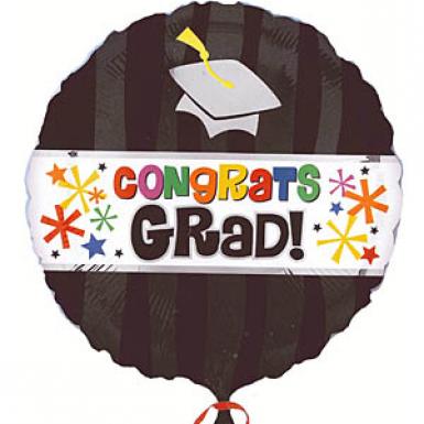Congrats Grad 18 inch Graduate Helium Foil Balloon - Float