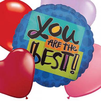 Balloon Bouquet Greetings - You're the Best 18 inch Affection Helium Balloon Floats