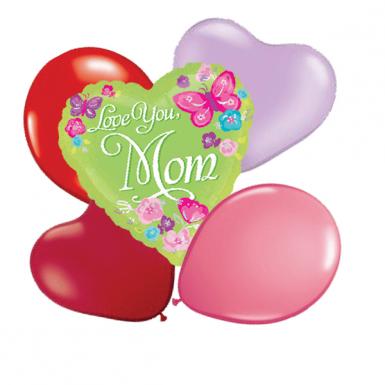 Balloon Bouquet Greetings - Love You Mom 18 inch Helium Balloon Floats