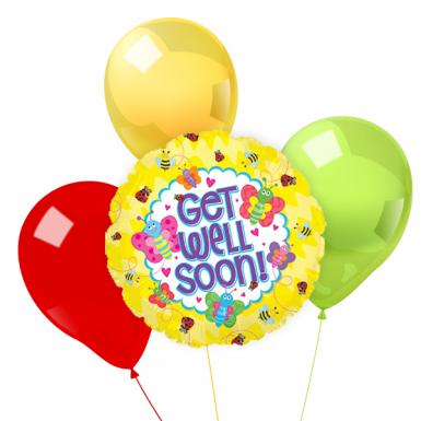 Balloon Bouquet Greetings - Get Well 18 inch Bugs Helium Balloon Floats