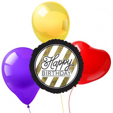 Balloon Bouquet Greetings - Birthday Glitters 18 inch Helium Balloon Floats