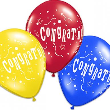 Congrats Wishes Latex Helium Balloons - 3 pieces