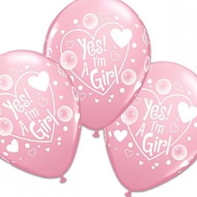 Yes I'm a Girl Baby Balloons - 3 balloons