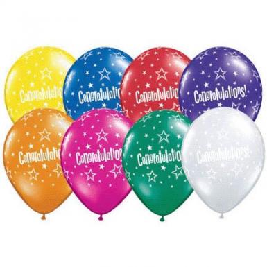 Congrats Wishes Latex Helium Balloons - 8 Units