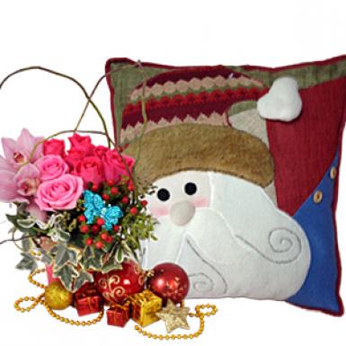 Holy Cross - Christmas Santa Pillow Gift & Flower