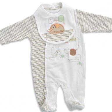 Kids Centre Animal Baby Romper with Bib