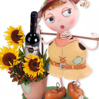 Vineyard Patti - Wine Gift with Garden Planter & Sunflowers