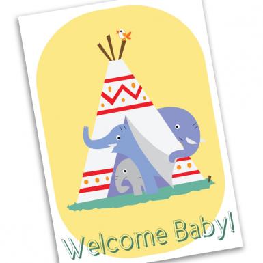 Teepee Family Welcome Baby Card