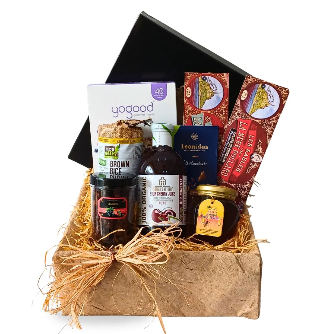 Wholesome Melaka Gourmet Wellness Hamper with Organic Sour Cherry Juice, Honey, Muesli and Leonidas Chocolate Malaysia