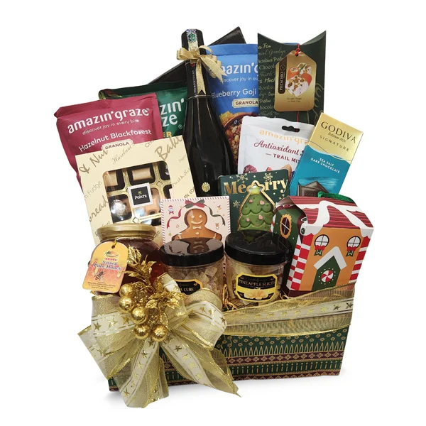 Moët & Chandon Champagne gourmet gift hamper with Patchi Godiva, Amazing Graze, Merci chocolates & festive treats by Giftlab Malaysia